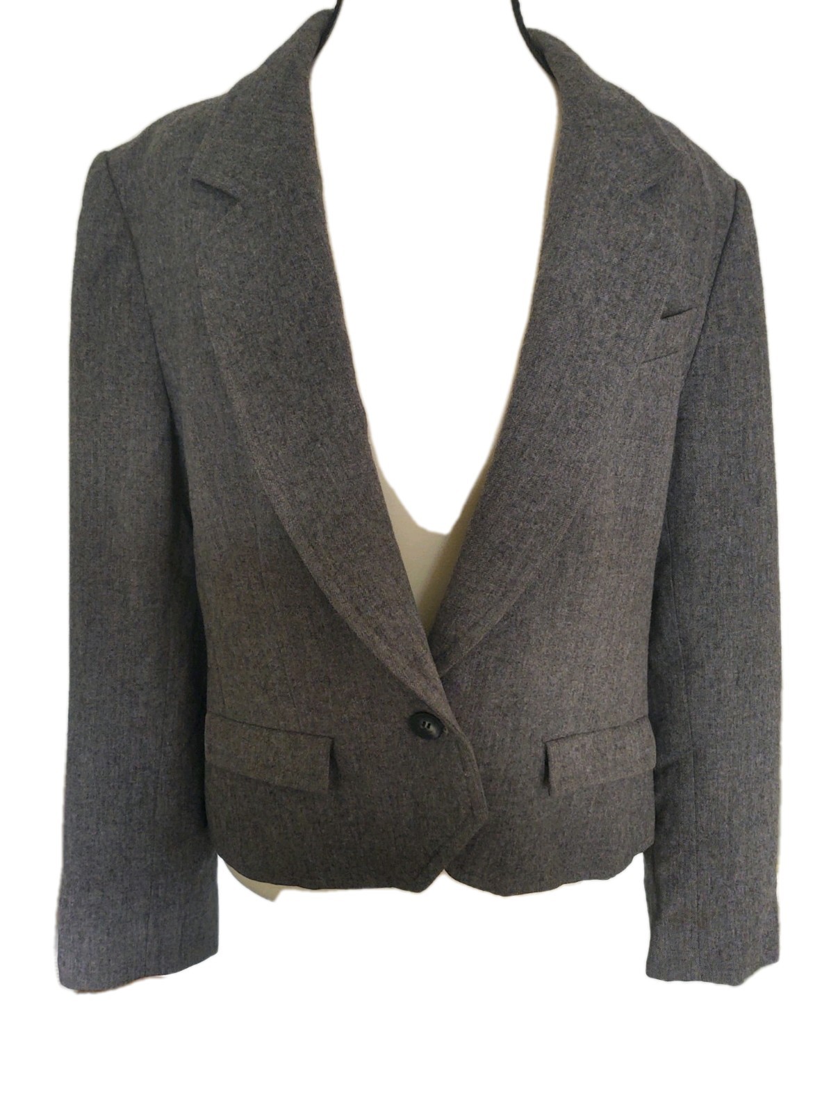 Pendleton Vintage Charcoal Wool Button Front Blazer Made In USA Size 12 FLAWS
