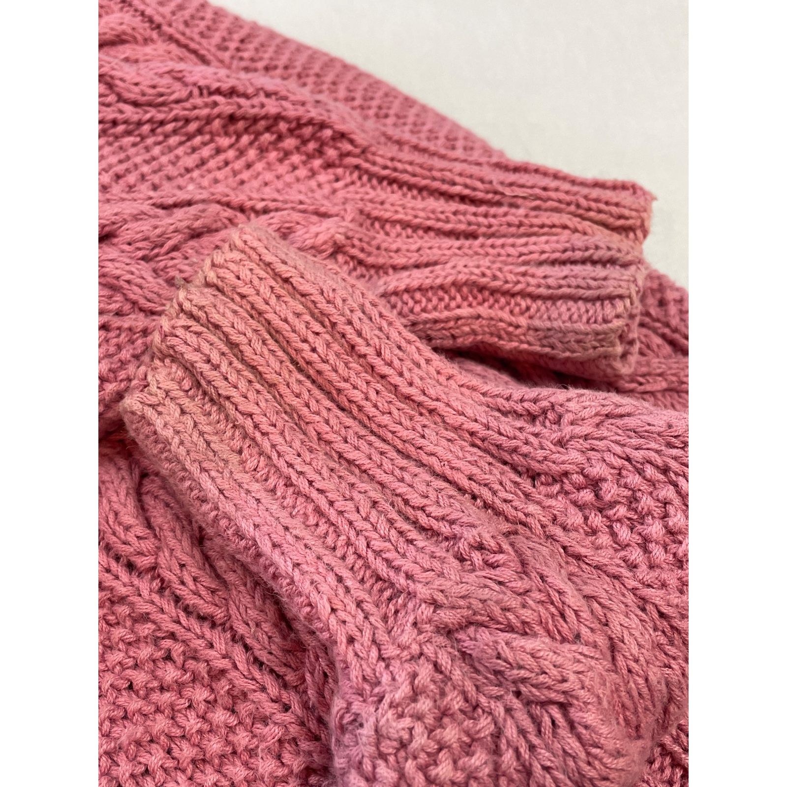 Vintage 80s 90s Melbourne Country Sweater Pink V Neck Floral Hand Knit Size M