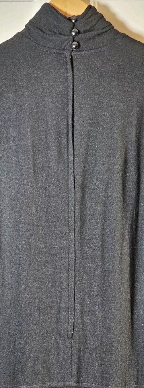 Vtg 80’s The Kollection Petites Dress Women Sz 12P Black Wool L/S Tiered Ruffles