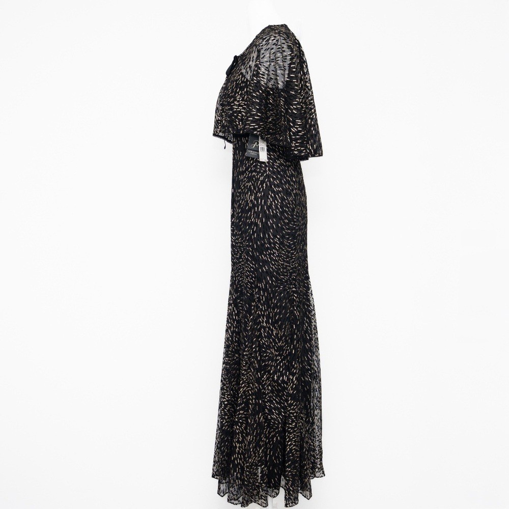 Adrianna Papell Glitter Evening Gown with Cape