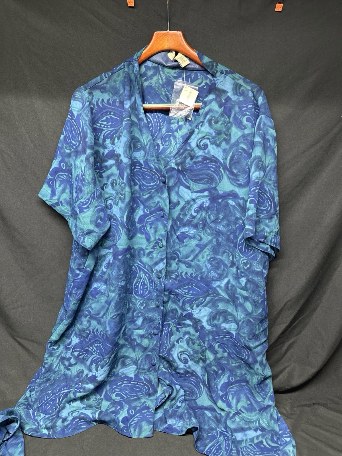 vtg intimates lane bryant Plus Size 22/24 Blue Paisly House Dress and Blouse