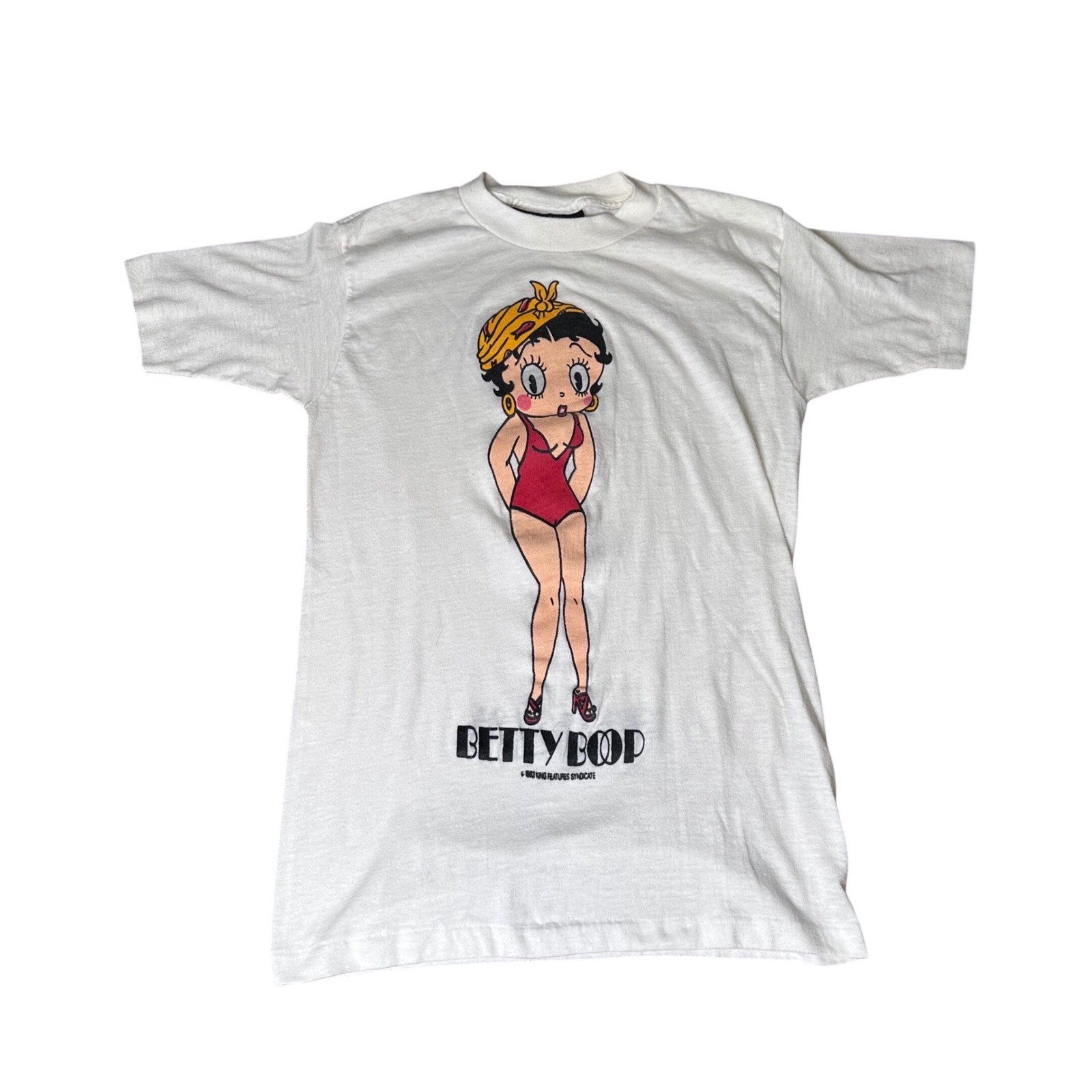 Vintage 1983 Betty Boop Double Sided Graphic T-Shirt White Small Evrywear USA
