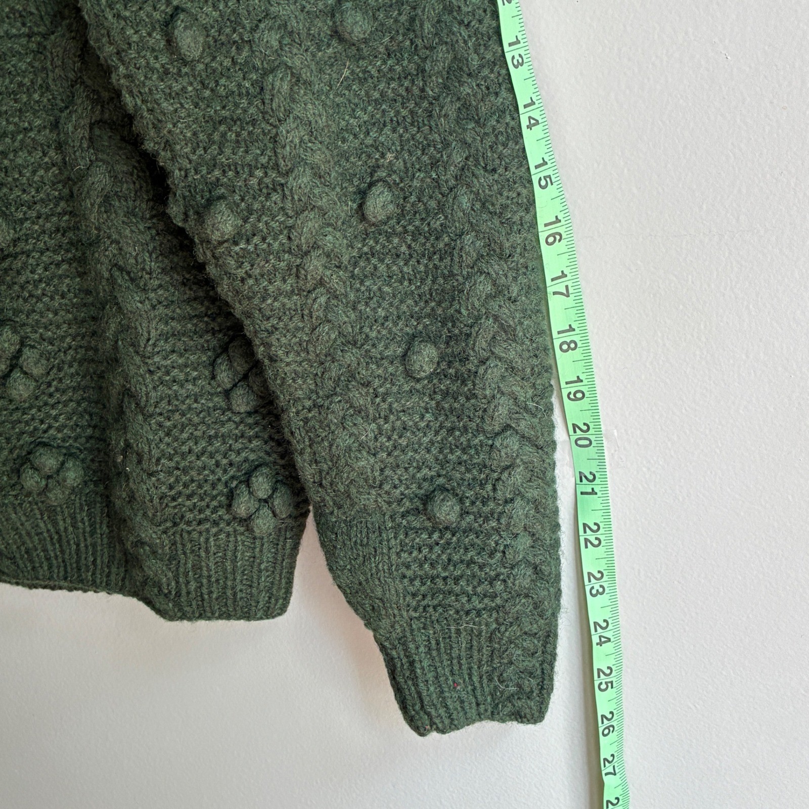 Woolrich Sweater Women Medium Green Vintage Wool Fair Isle Bobble Cable Knit