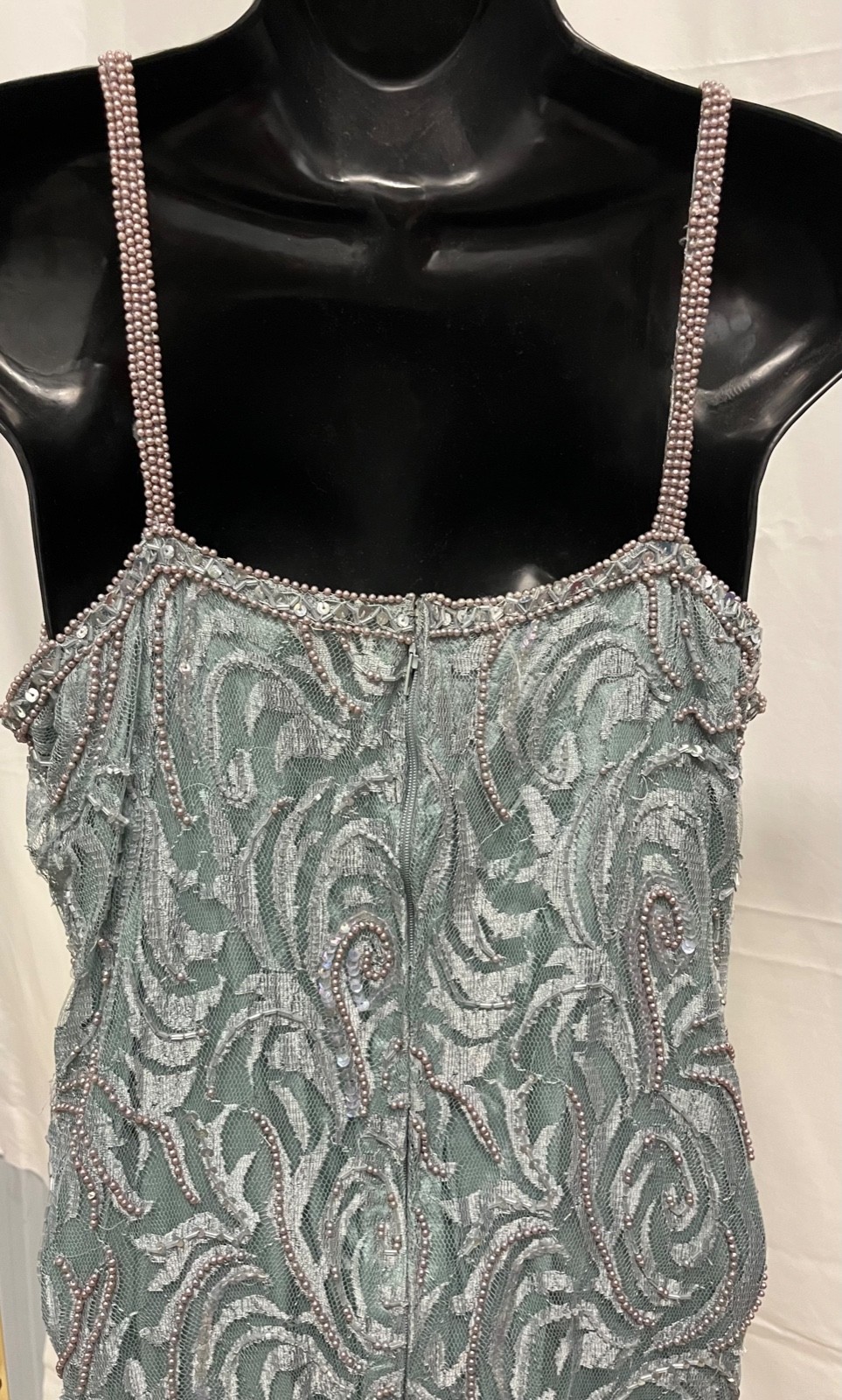 VTG Designer lace pearl beaded drop waist dress by Judith Ann Creations Size L