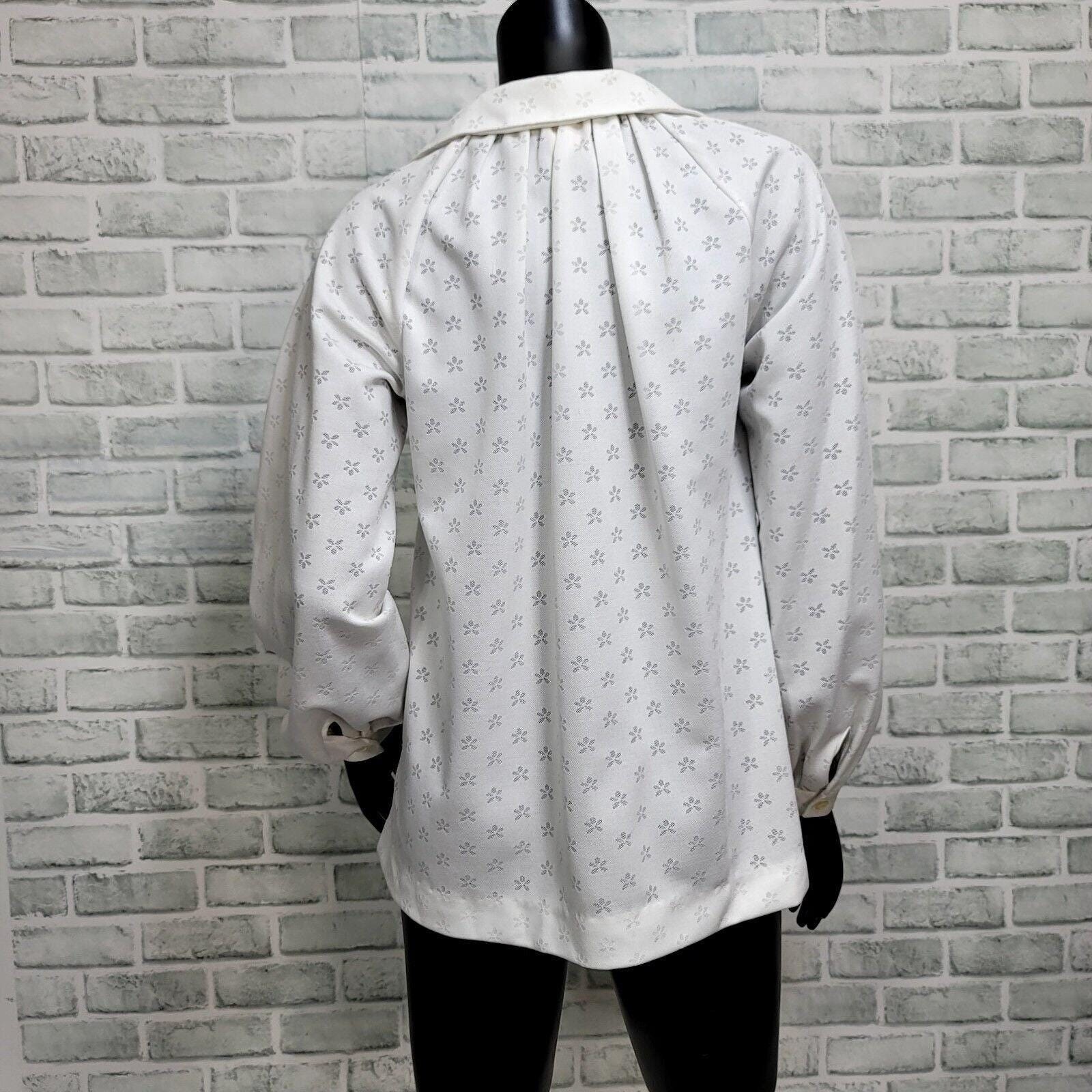 Vintage Alex Colman White Burnout Floral Tunic Blouse Pullover Top Cottagecore