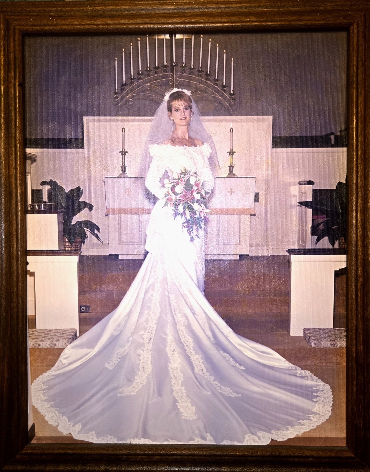 Vintage 90s Demetrios Column Wedding Gown/Detachable Cathedral Train. Size 8