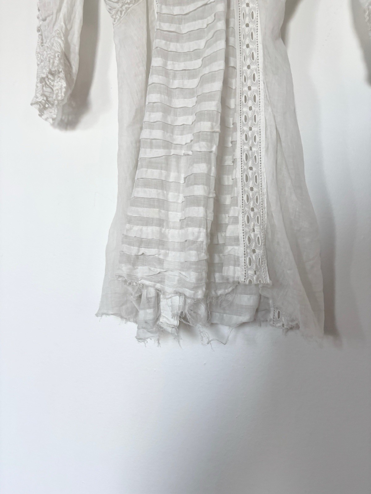 Antique Edwardian Early 1900s Cotton Voile/Embroidered Eyelet Lace Blouse