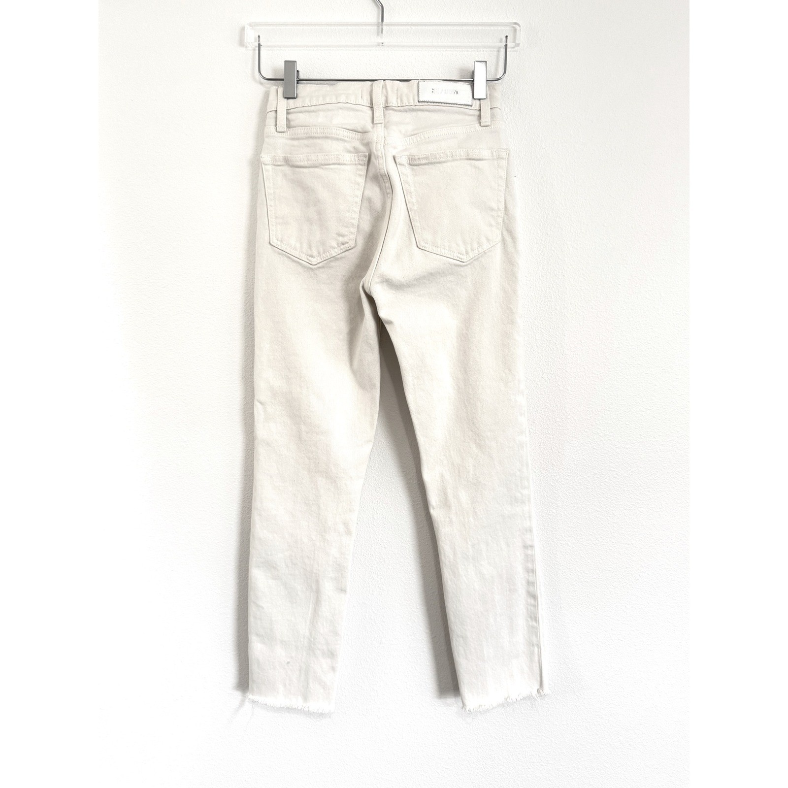 RE/DONE High-Rise Stove Pipe Straight Leg Jeans in Vintage White with Raw Hem