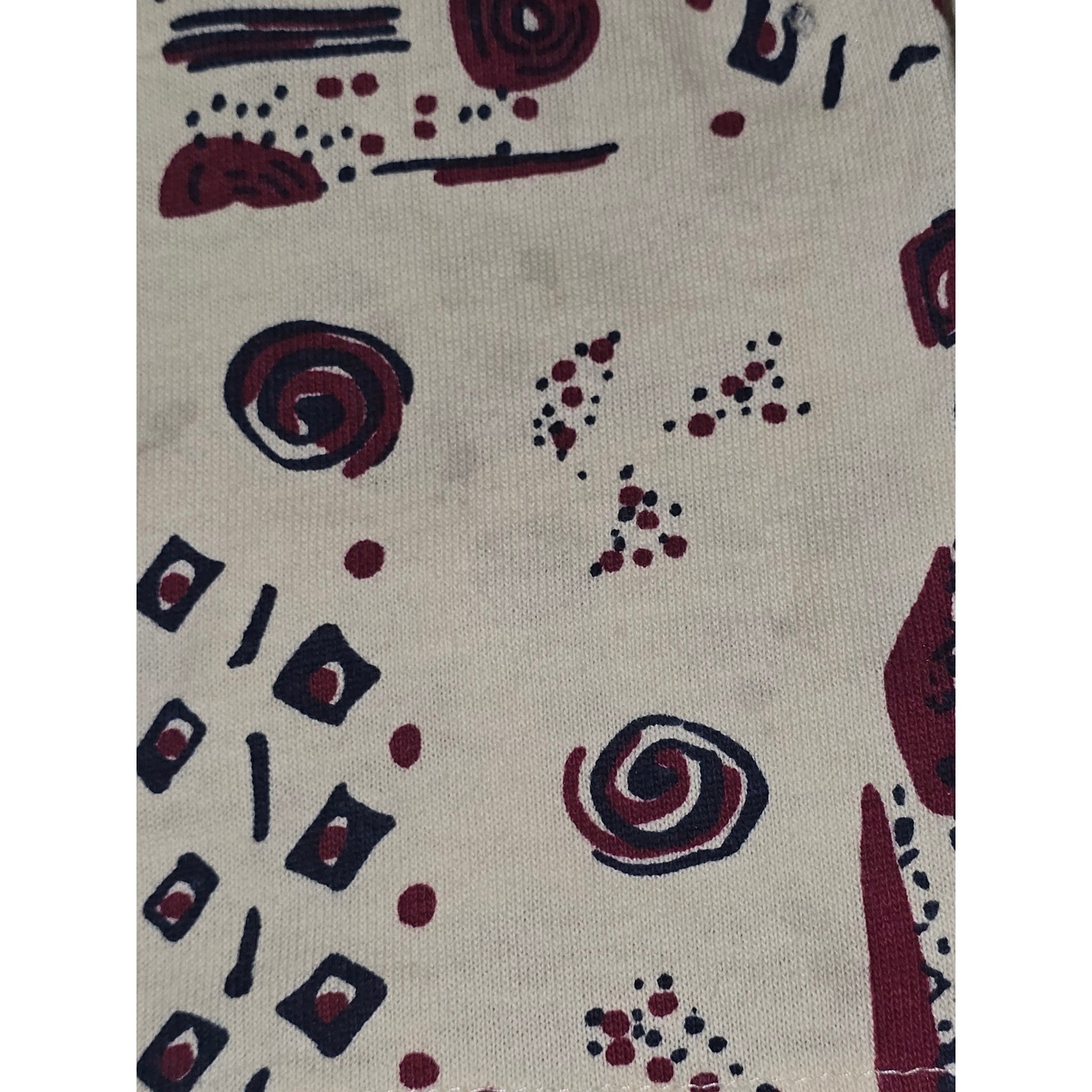 Vintage Units High Waisted Abstract Geometric Print Pants Belted Cream Red Med