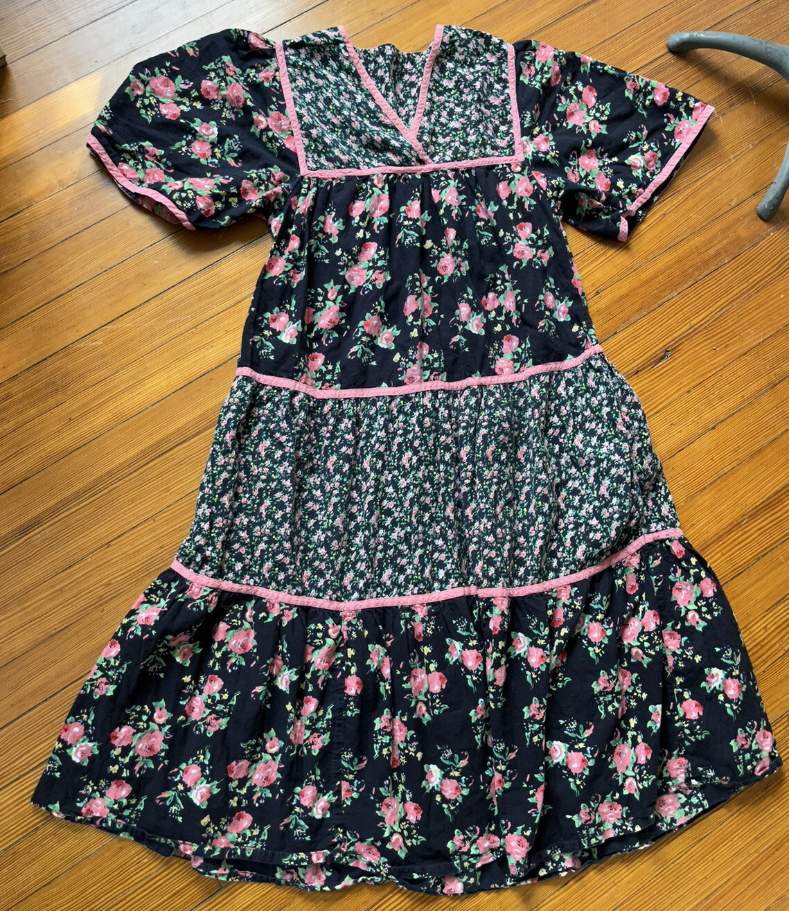 Vintage Cottage Core Prairie Patchwork Floral Dress Sz 8/10 Like Gunny Sax