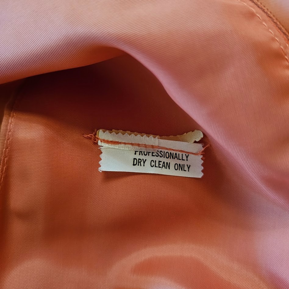 Vtg 70s Peach Chiffon Formal Maxi Dress Rosette Prom Bewitched Party Wedding S