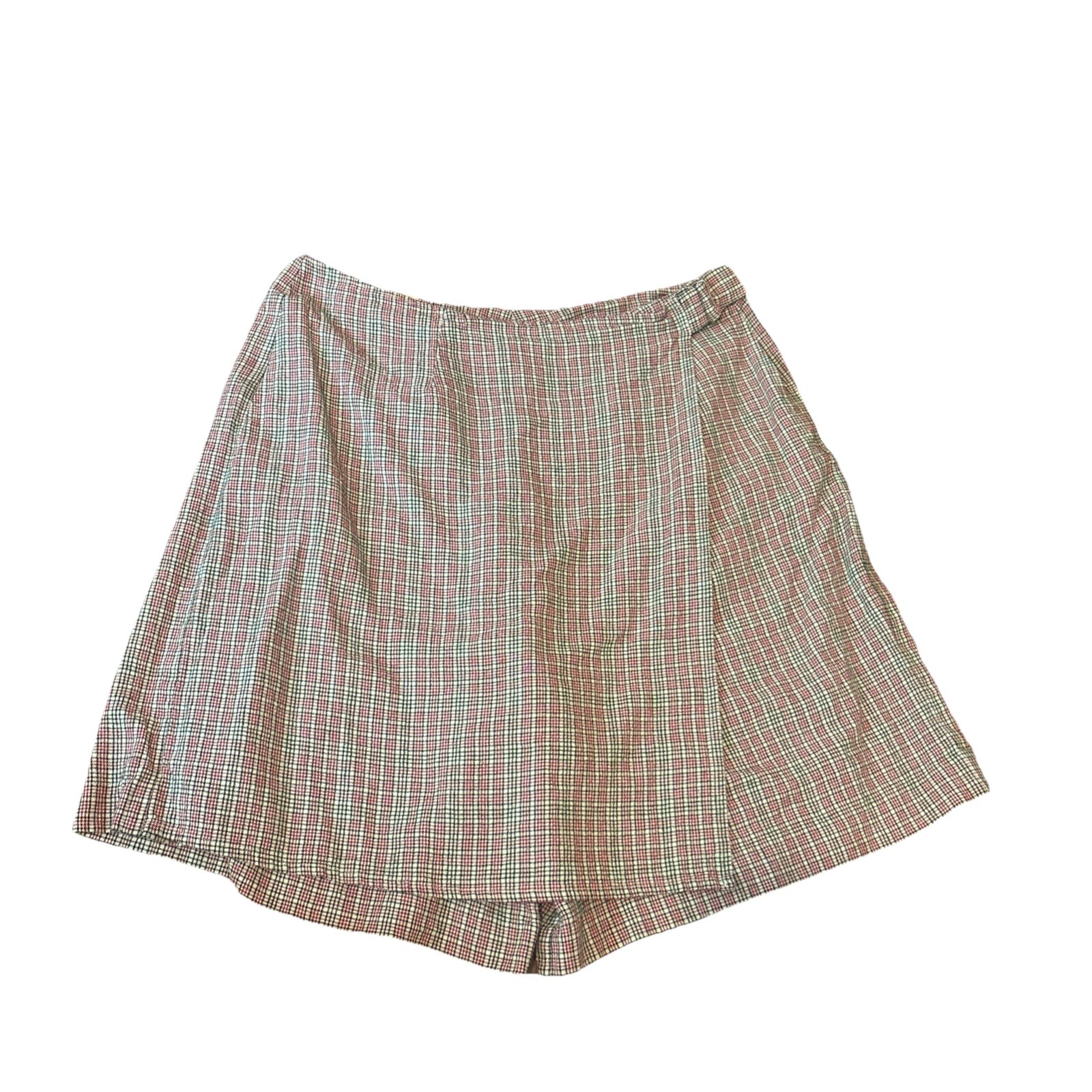Vintage 70s Elandale Plaid Button Down Shirt And Skort Set Size M 10 30% Linen