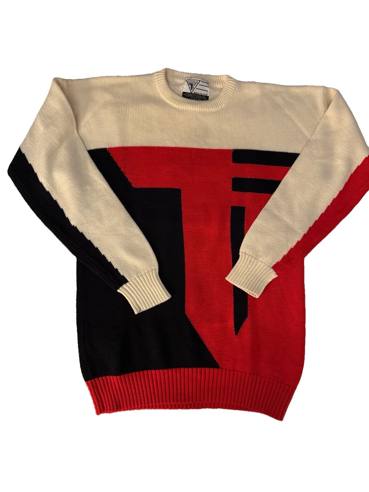 vtg 80s TYROLIA By Head Wool Bl Ski Sweater Pullover Crew Retro Womens Sz S