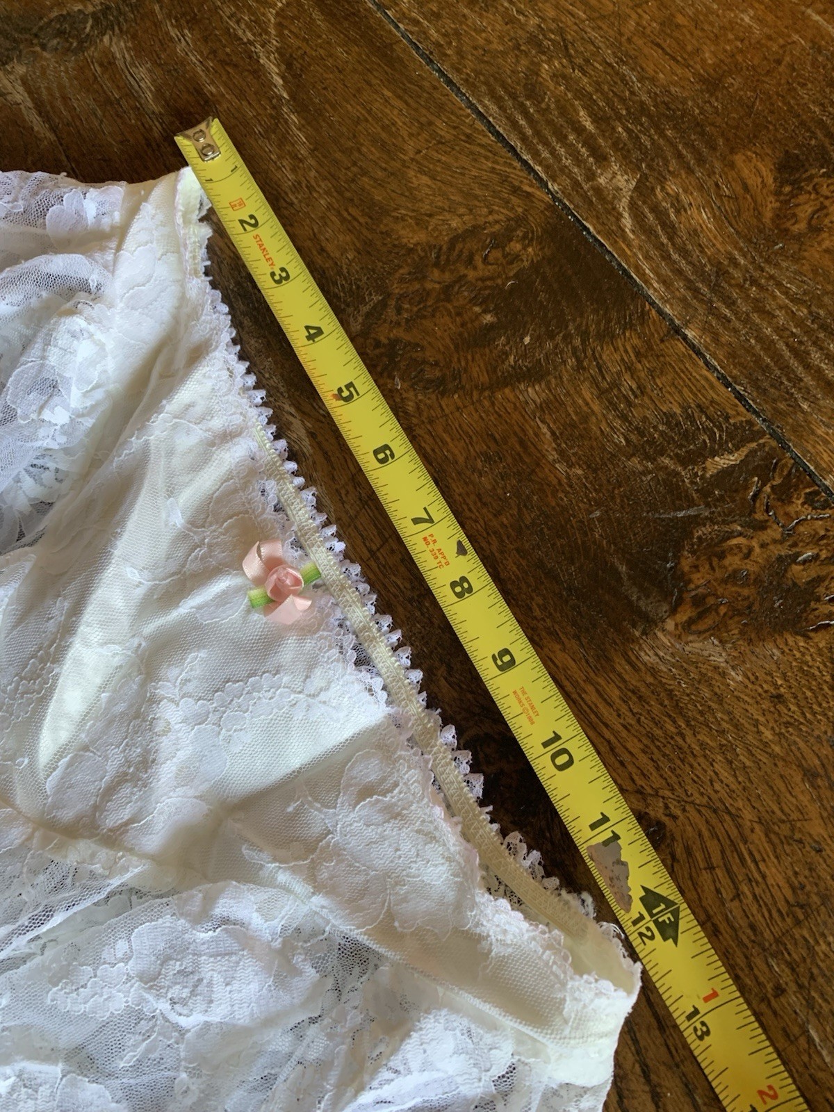 Vintage Emil Bole Corset Panties White Lace Rose Lingerie Lace Up Size Large