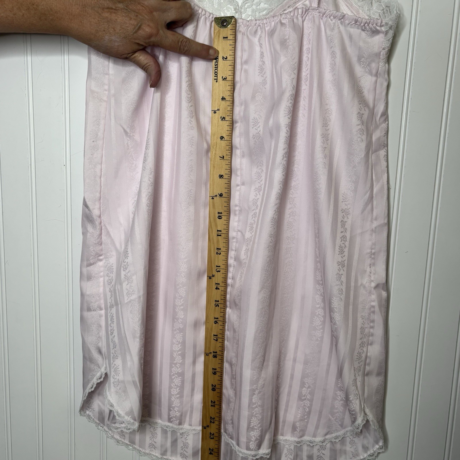 Vtg Juli of Slumbertogs Pink Satin Lace Nightgown SM Baby Doll Spaghetti Straps
