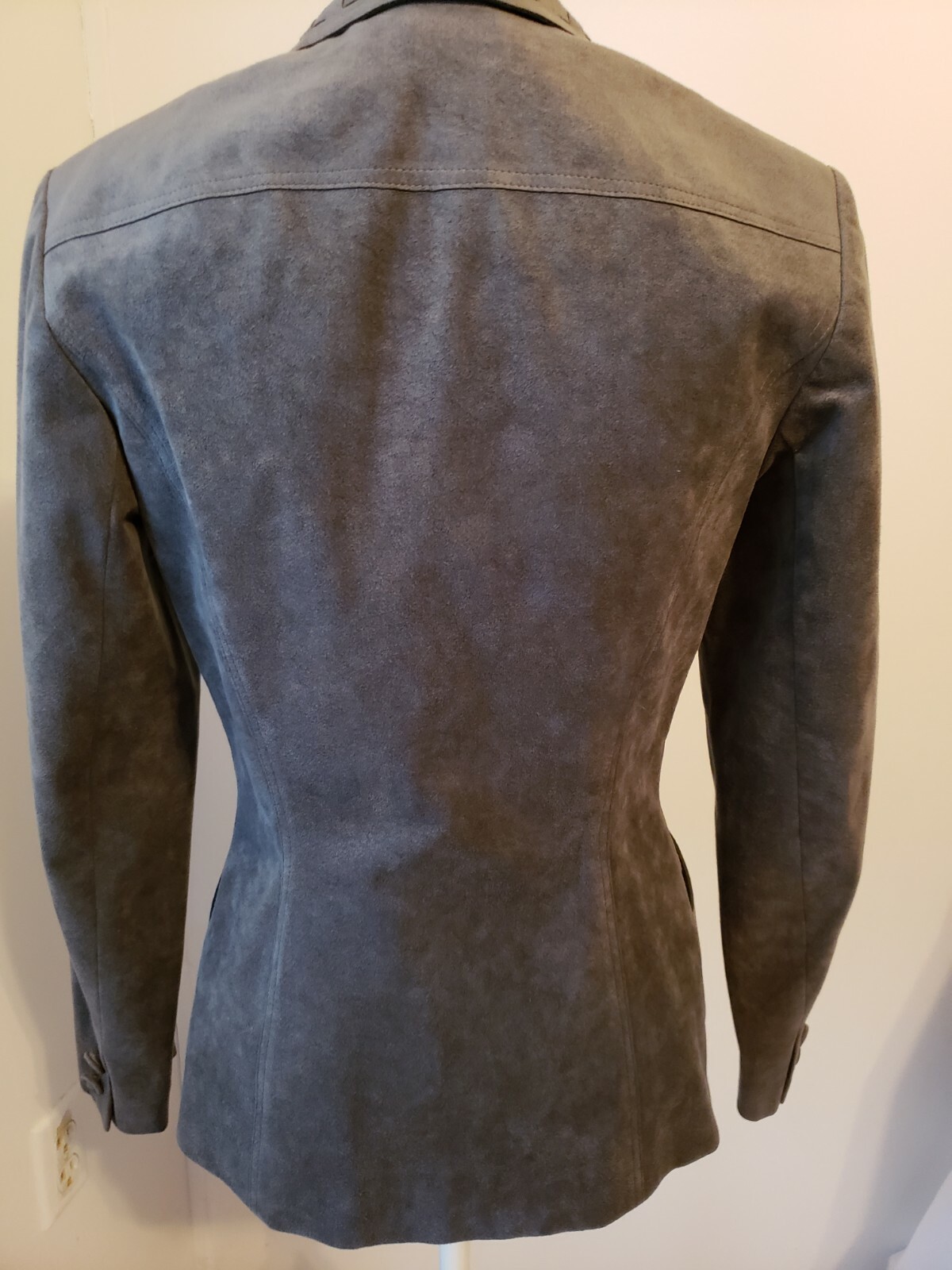 Vintage James Chen British Textile Suede Leather Jacket Lightweight Gray Small S