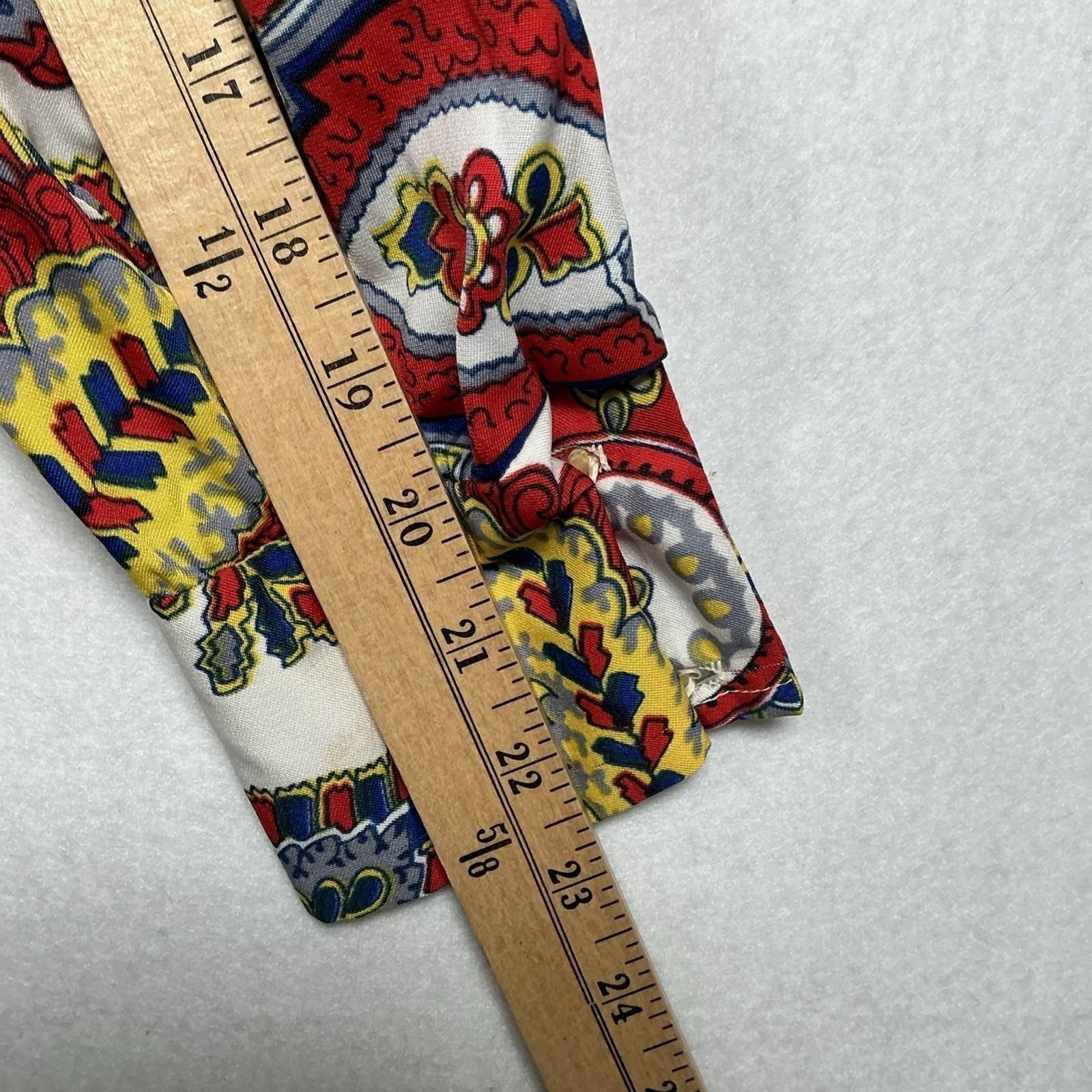Vintage Gammon Paisley Button Down Blouse Red Blue Yellow Size 12 Long Sleeve