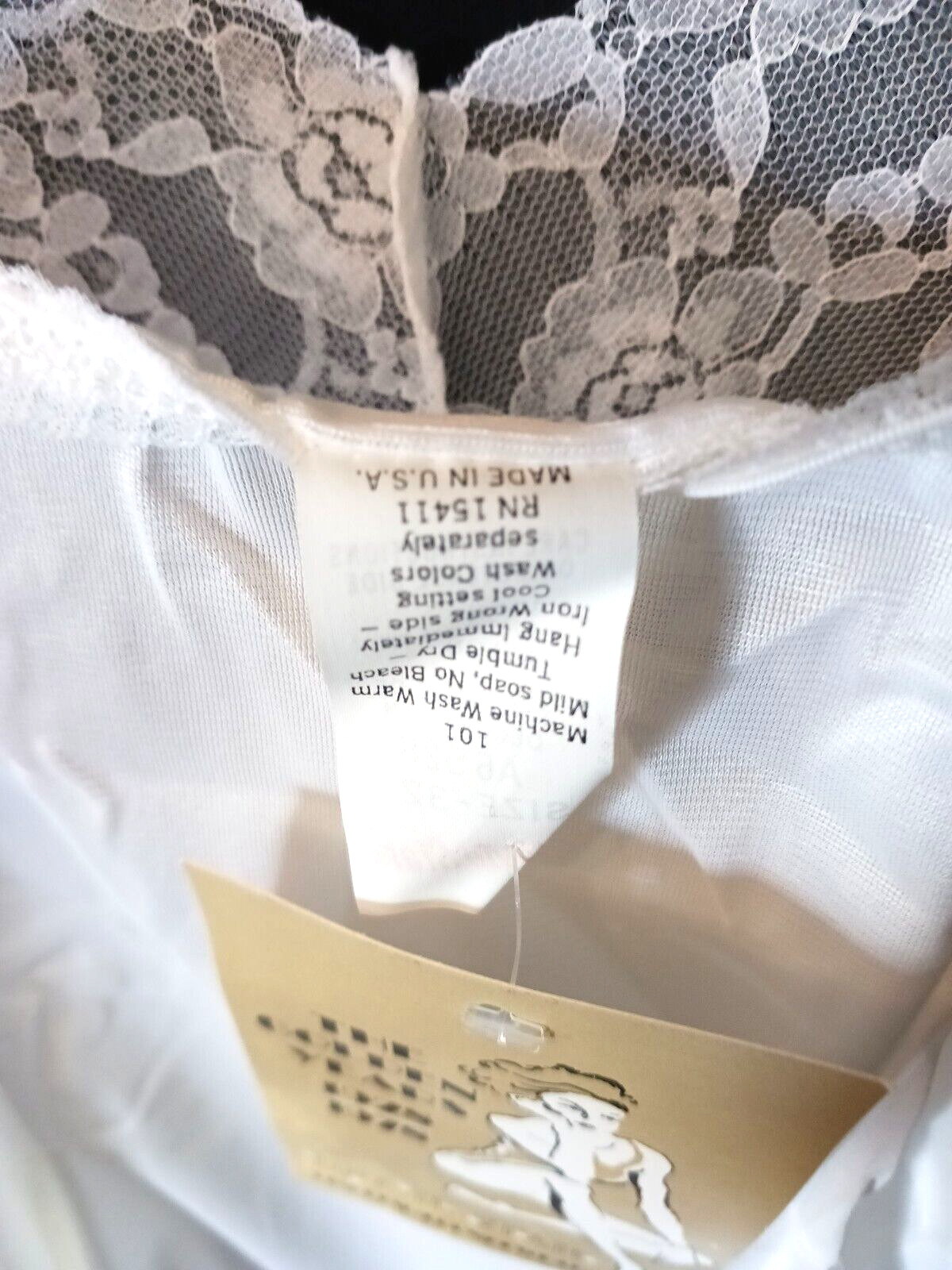 Vintage Slip Nightgown Lingerie Lace Nylon Sz S 32 Bust White 1960s NOS