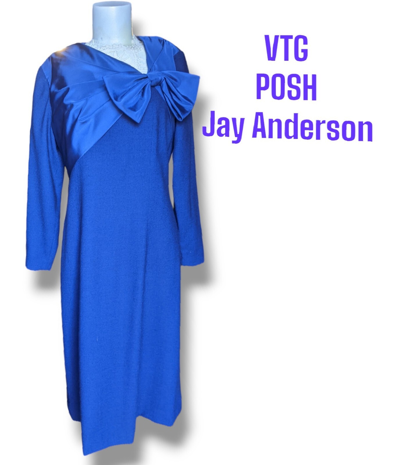 VTG 1960-70 Electric Blue Taffeta Bow Jay Anderson POSH NEIMAN MARCUS Dress 12