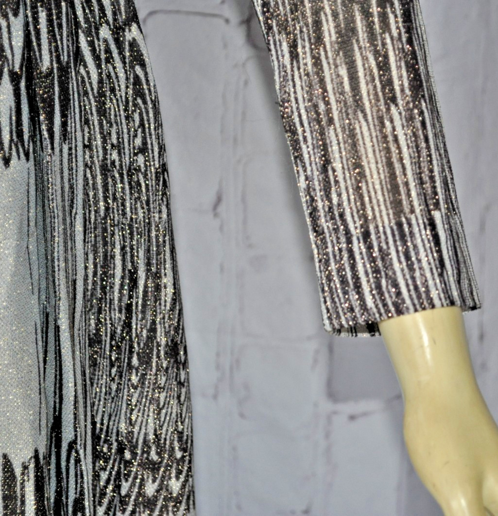 Vintage Mollie Parnis Boutique metallic Long Sleeve Dress Size S black gold