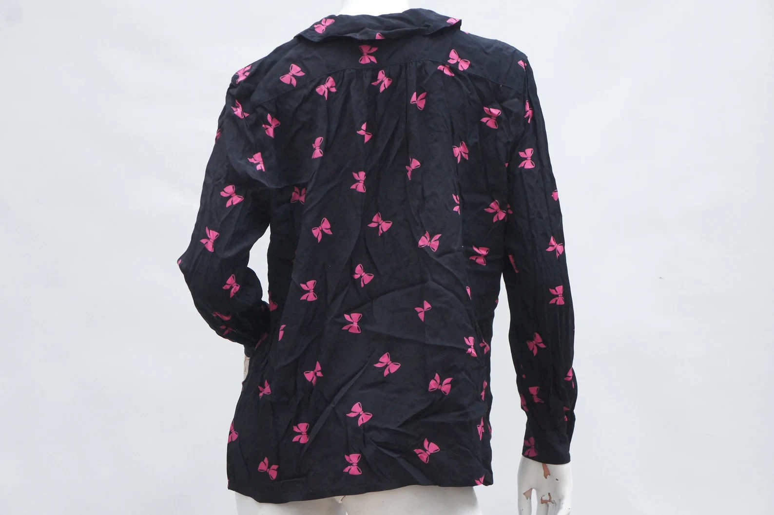 Vintage 70s-80s Black Pink Bow Print By Mondi Western Germany High Fashion Retro