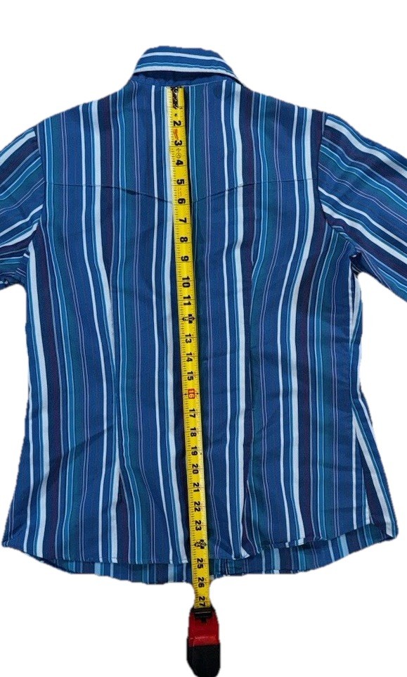 Prior Womens Med Vintage Imperial Westerns Rockabilly Blue Plaid Cowgirl Shirt