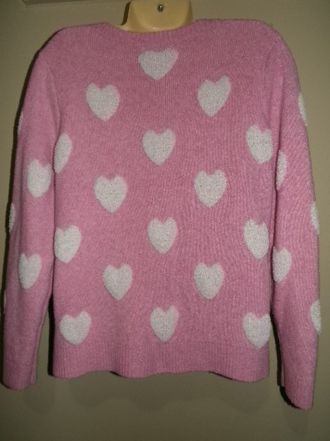 Vintage Cupcakes And Cashmere Ladies Sweater Hearts All Over Size XL Soft & Cozy