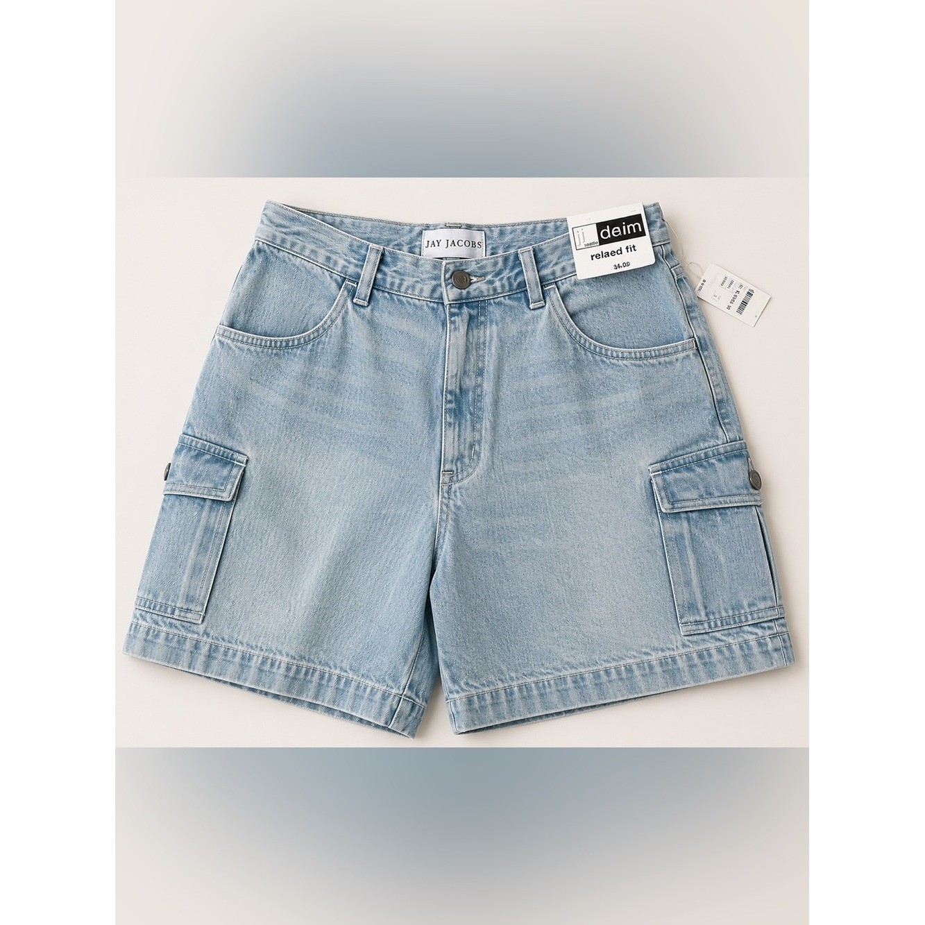 Deadstock Y2K Jay Jacobs Denim Cargo Shorts Womens 3/4 Light Wash Utility NWT