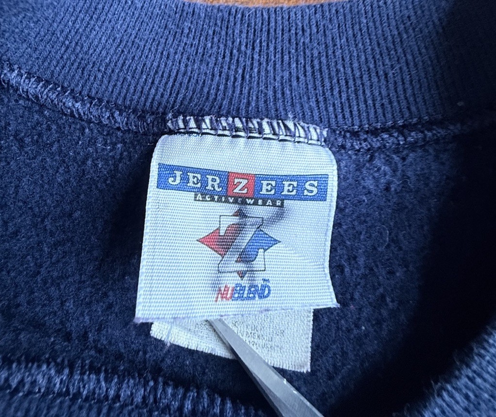 Vintage Navy Blue Appliqué Gems Horse Jerzees Large Crewneck Sweatshirt 90’s