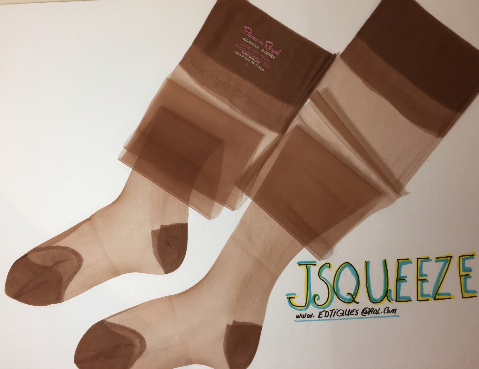 Vintage 6 Pair All Nylon Stockings 9” X 33” 15DEN RHT BEIGE REINFORCED HEEL TOES