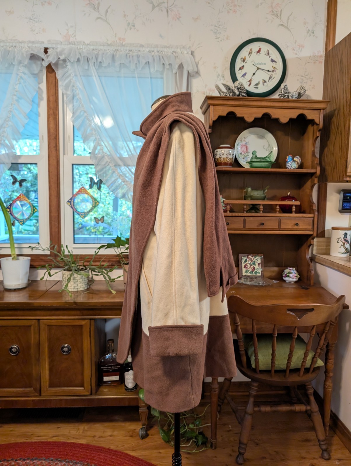 (m) SWINGING! 1960s Wool Swing Wrap Coat WINKELMAN’S Ivory Brown WOOL Vintage