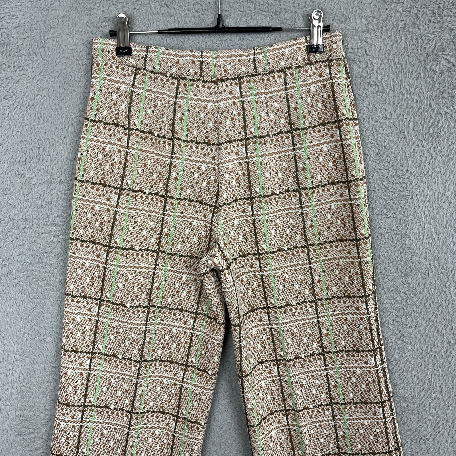 Vintage Kmart Plaid Pants Womens 8 *Mzrs 26×28 Double Knit Polyester Japan 70s