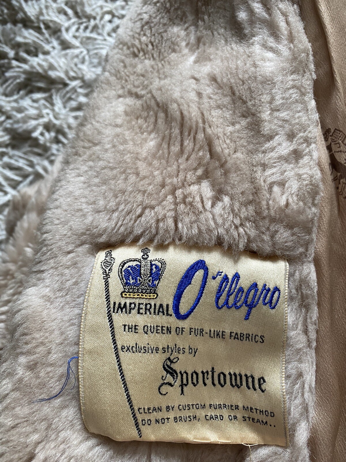 Vintage Coat Imperial Ollegro Tan Beige Faux Fur Mid Length Medium (JK) Womens