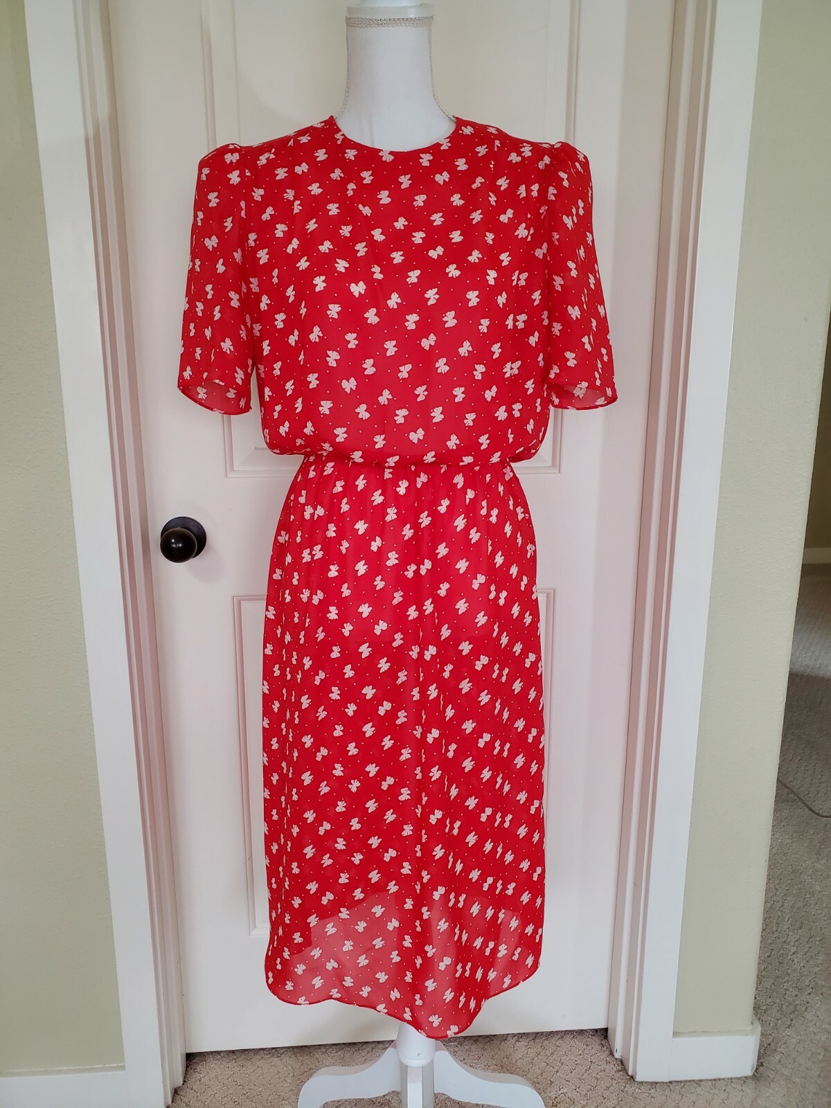 Vintage Alison Peters Red/White Butterfly Dress
