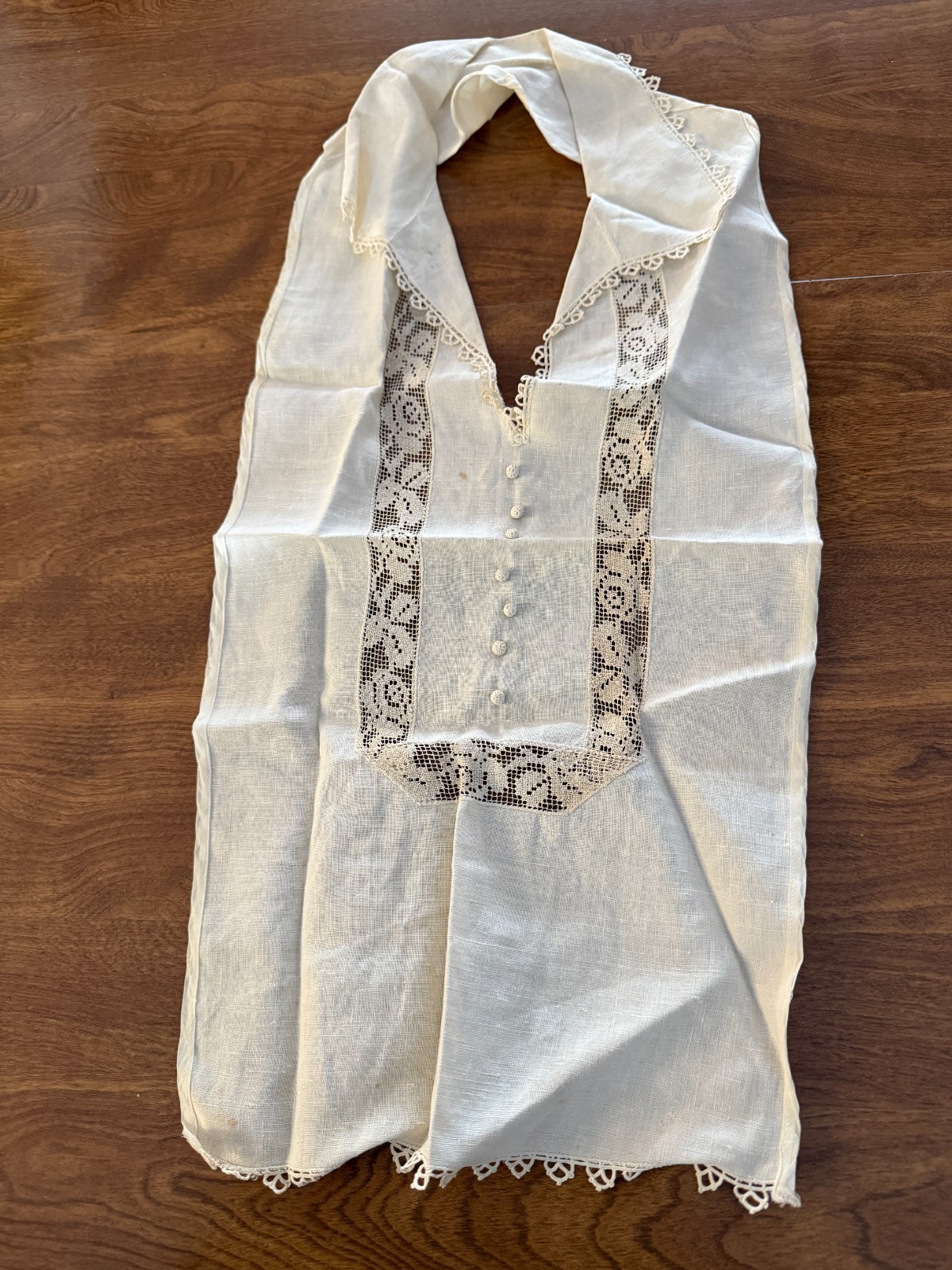Vintage White Dickie Womens Collared LACE INSET WHITE COVERED BUTTONS „AS IS”