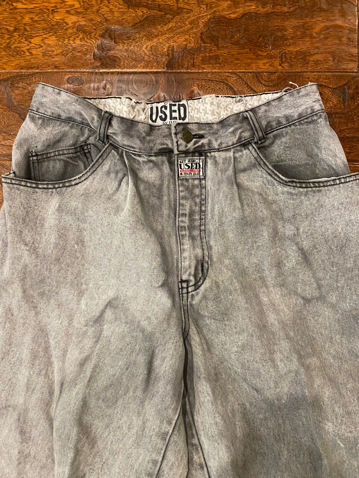 Vintage Get Used By Elie High Waist plaid Patches Hip Hop Mom Jean 30 Retro boho