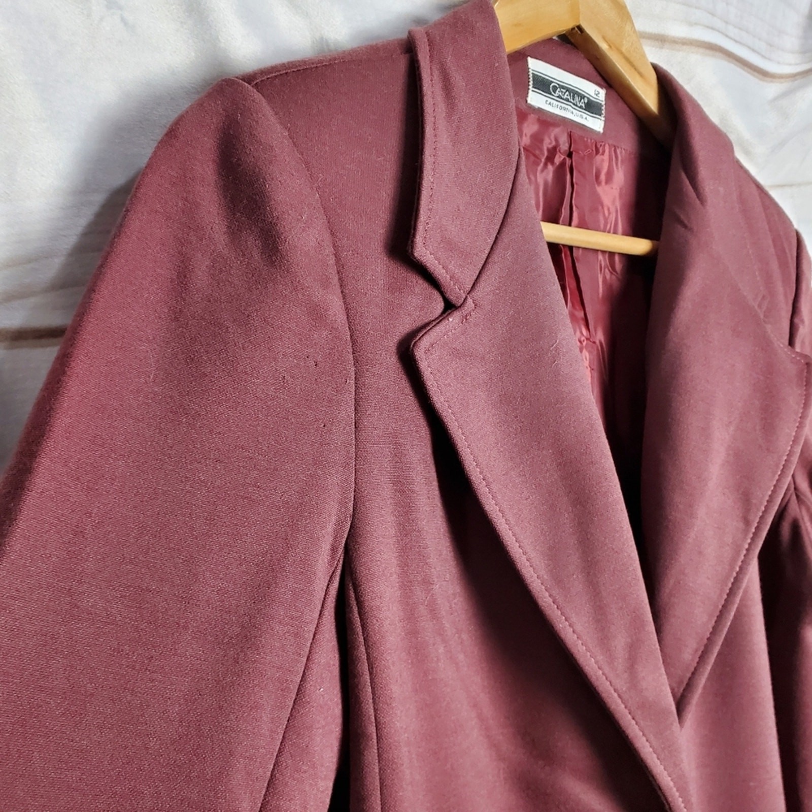 Vintage 90s Catalina Burgundy Fitted Double Button Pocket Blazer Size 12