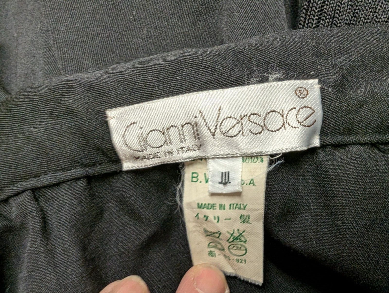 Vintage Black Draped Viscose Textured Skirt by Gianni Versace Size M