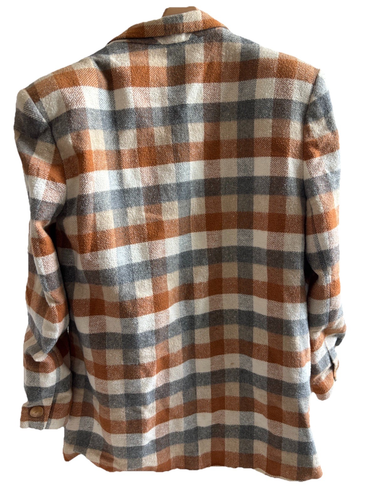 VTG 80s 90s Gilmor Plaid Blazer 16 Wool Blend Tan Academic Preppy Equestrian