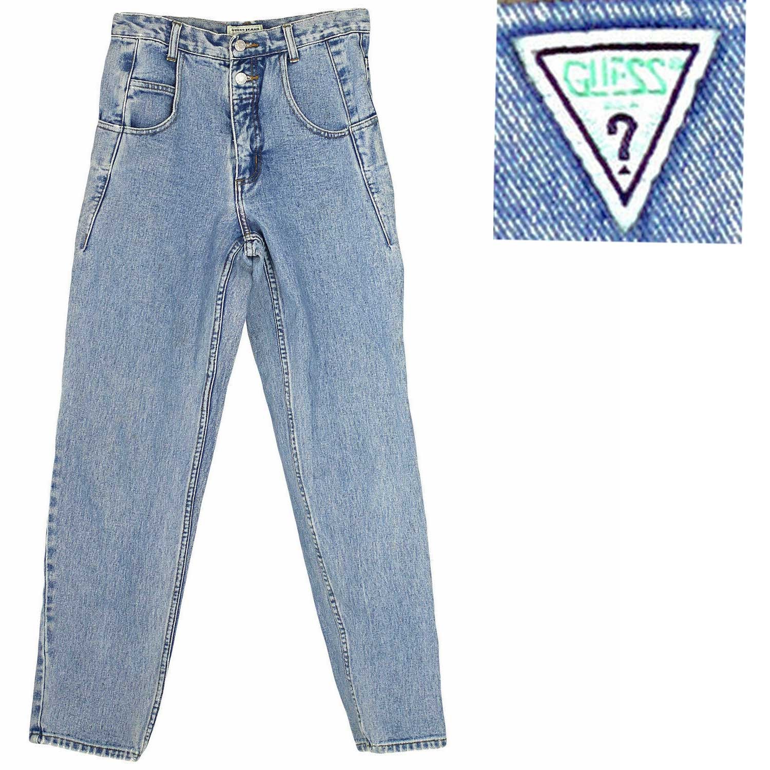 Vintage Guess Triangle High Waist Denim Mom Jeans 1980s 1990s 30″ Waist /Size 12