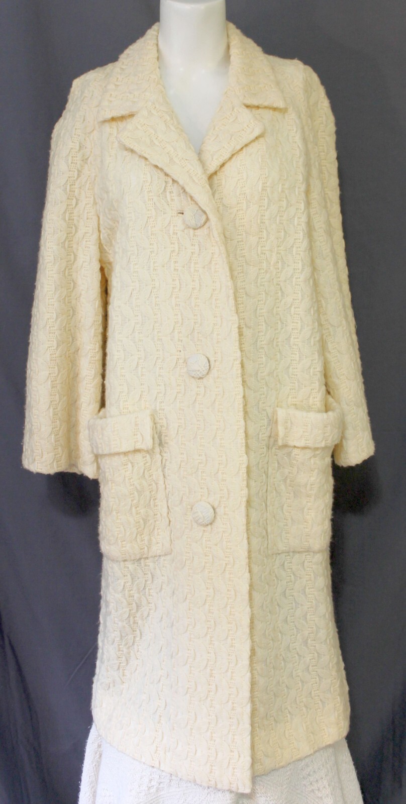 Vintage 1970s? Promenade Ltd. Cream 100% Virgin Wool Coat Size M? No Size Tags