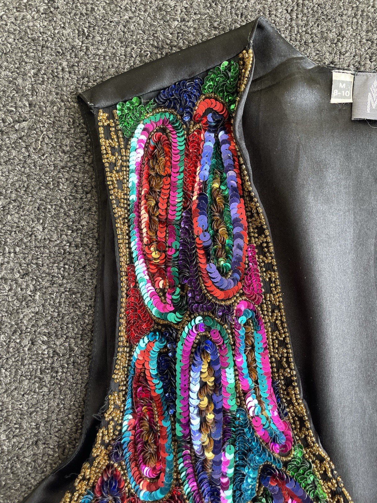 Vintage Modi Colorful Rainbow Sequin Western Show Vest Size M (8-10)