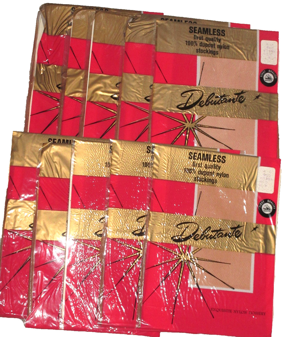 Vintage Nylon stockings Size 9 A6 900 DEBUTANTE CINNA-GLO BEIGE Never worn LOT