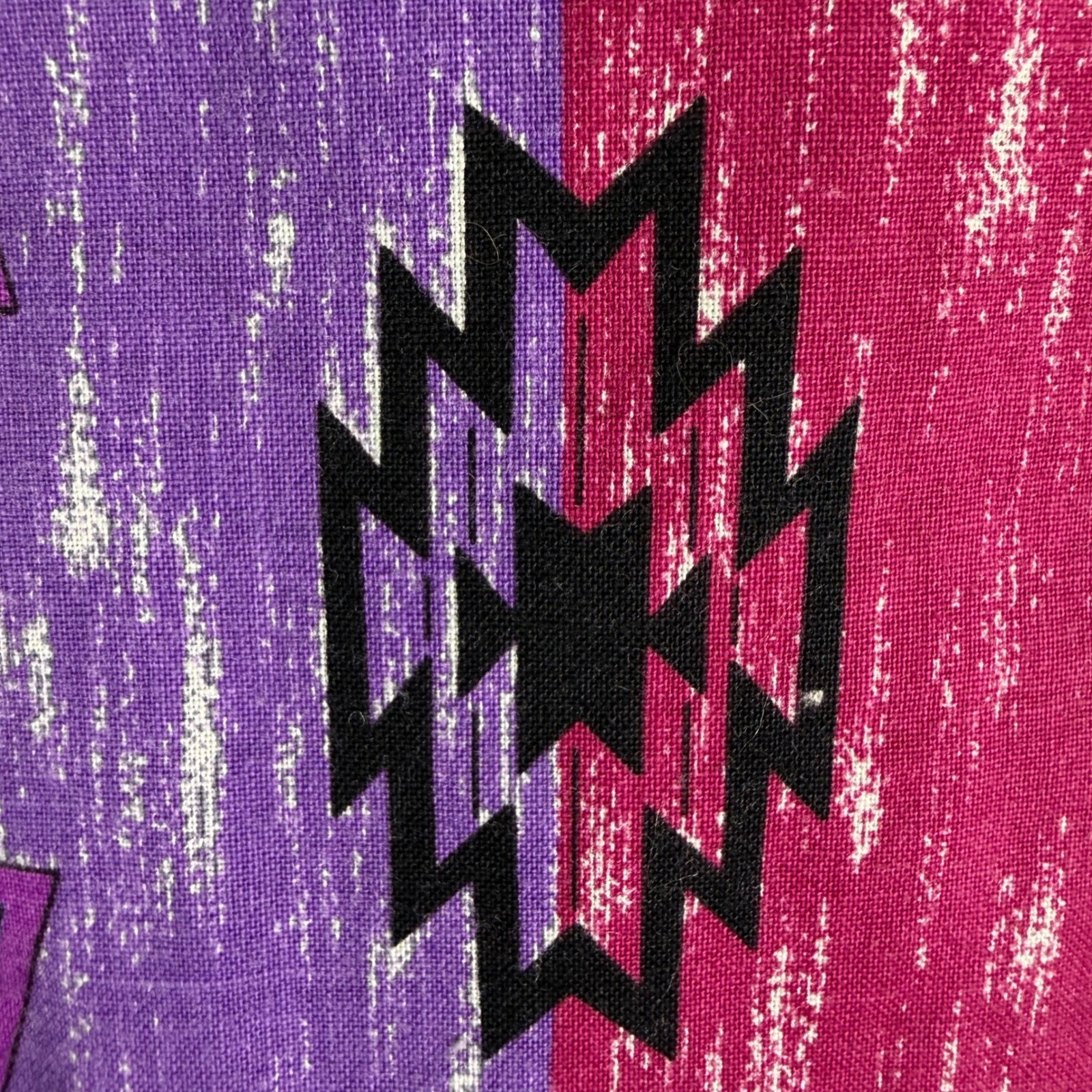 VTG 80s Ozark Mountain Southwestern Tribal Print Button Up Shirt Purple Teal