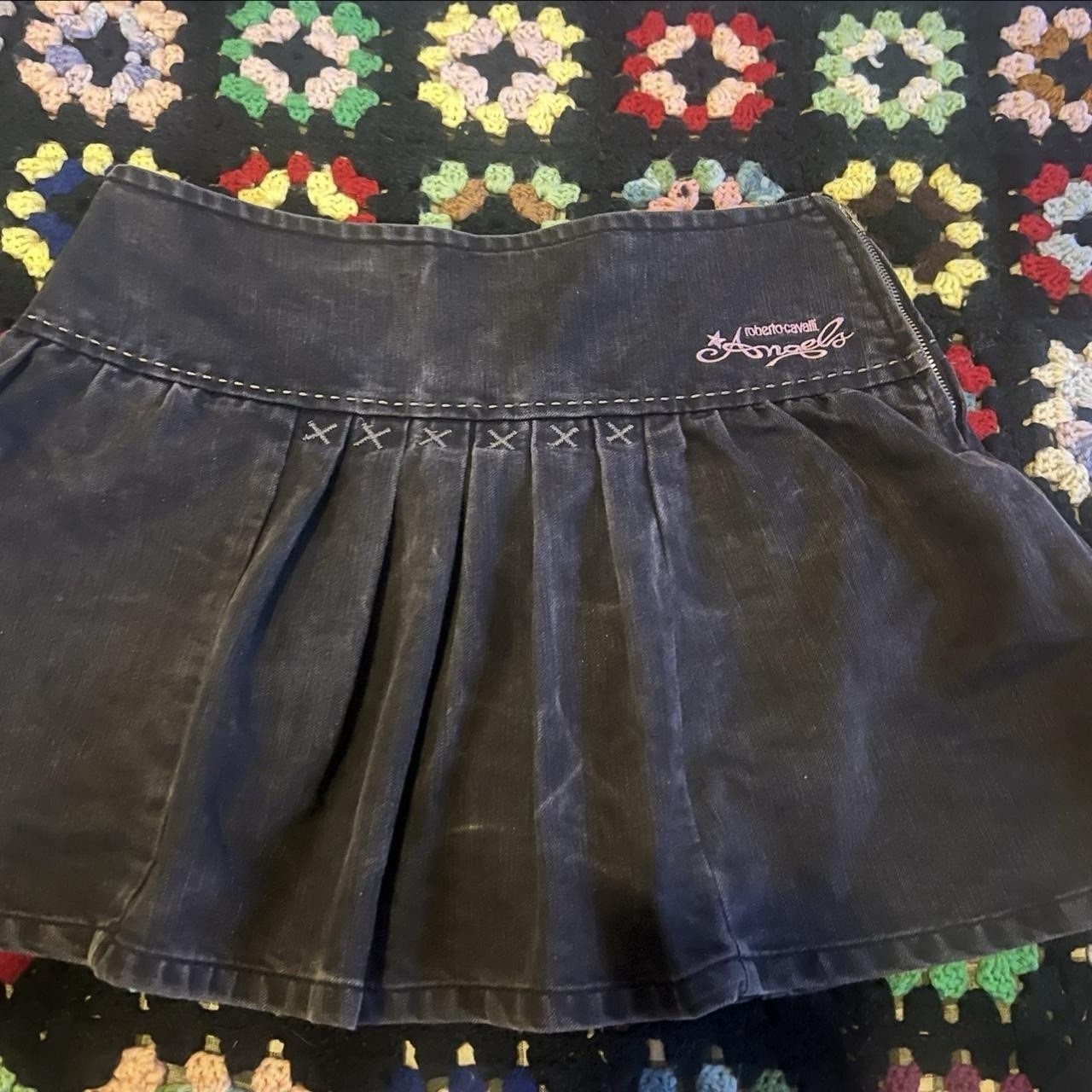 Vintage 2000s Roberto Cavalli Angels mini skirt