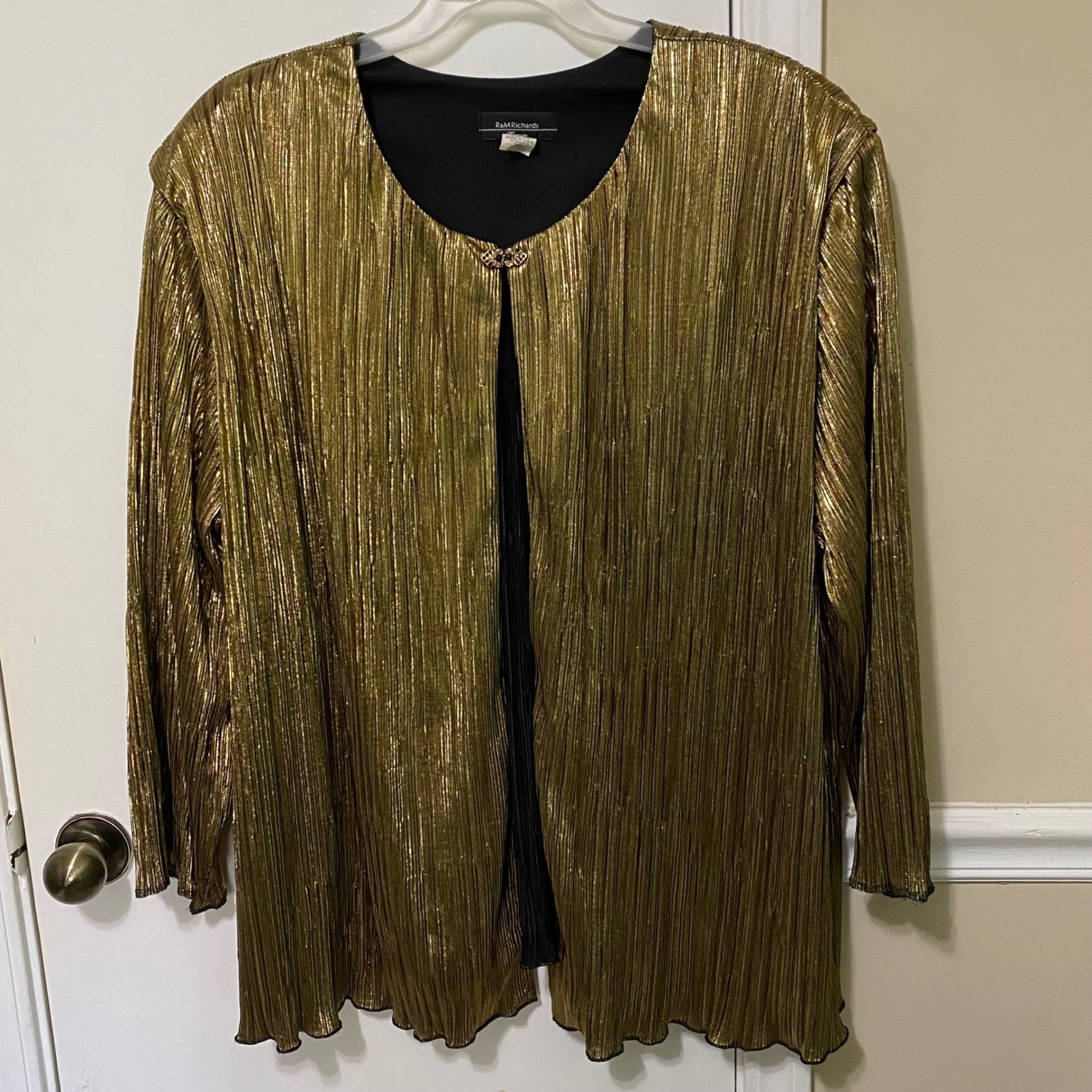 Vtg Gold Metallic Lady Jacket 4X Glam Disco Hollywood Regency Costume NYE USA