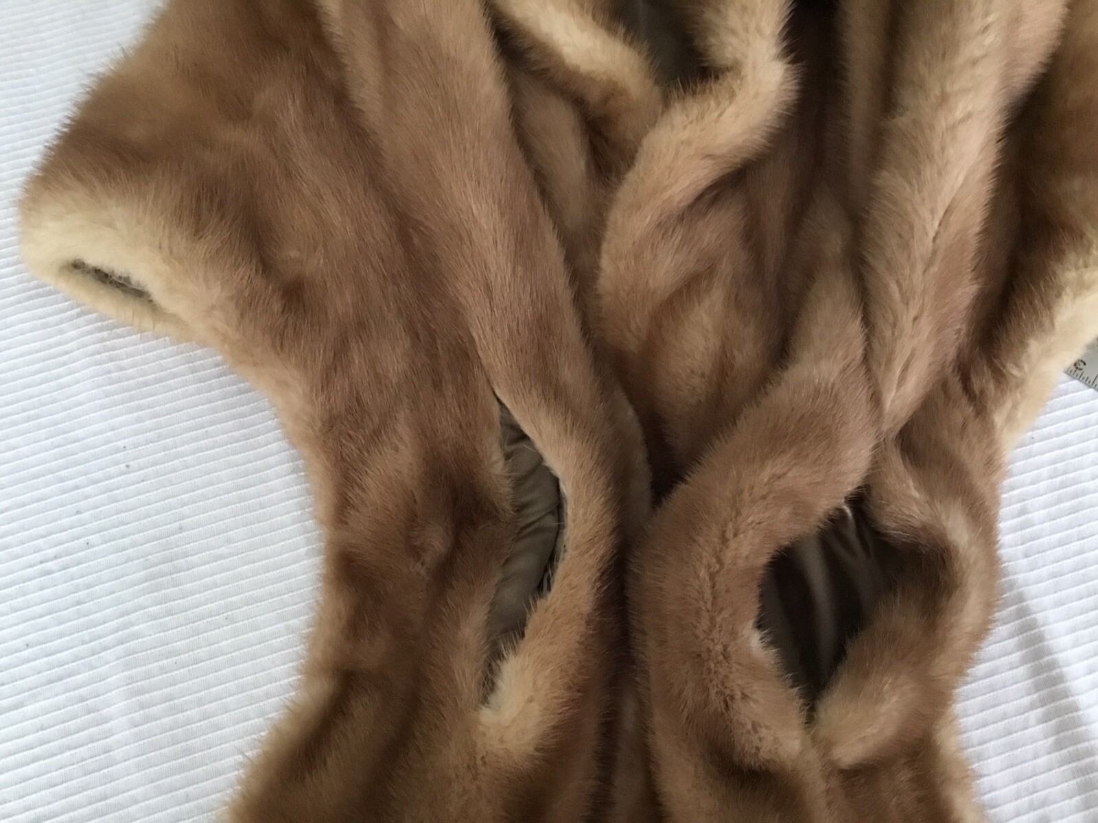 Vintage Mink Stole tan Schimmel Furs St. Louis Union Made 1955 Pockets Initials