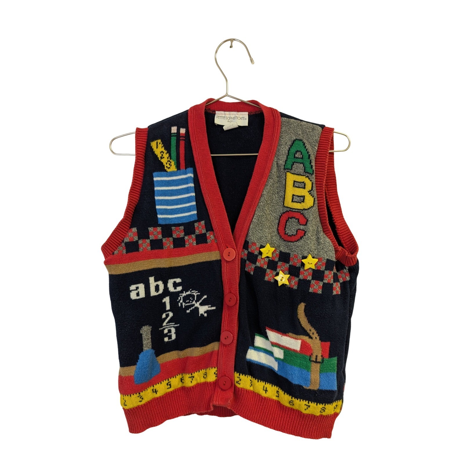 VTG Vintage Petite Sophisticate & Co. Sweater Vest Teacher Back to School ABC M