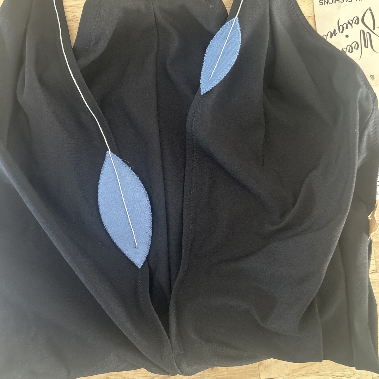 Vintage DeWeese Designs California Black Swimsuit Leaf Lure Size 14 Halter Top