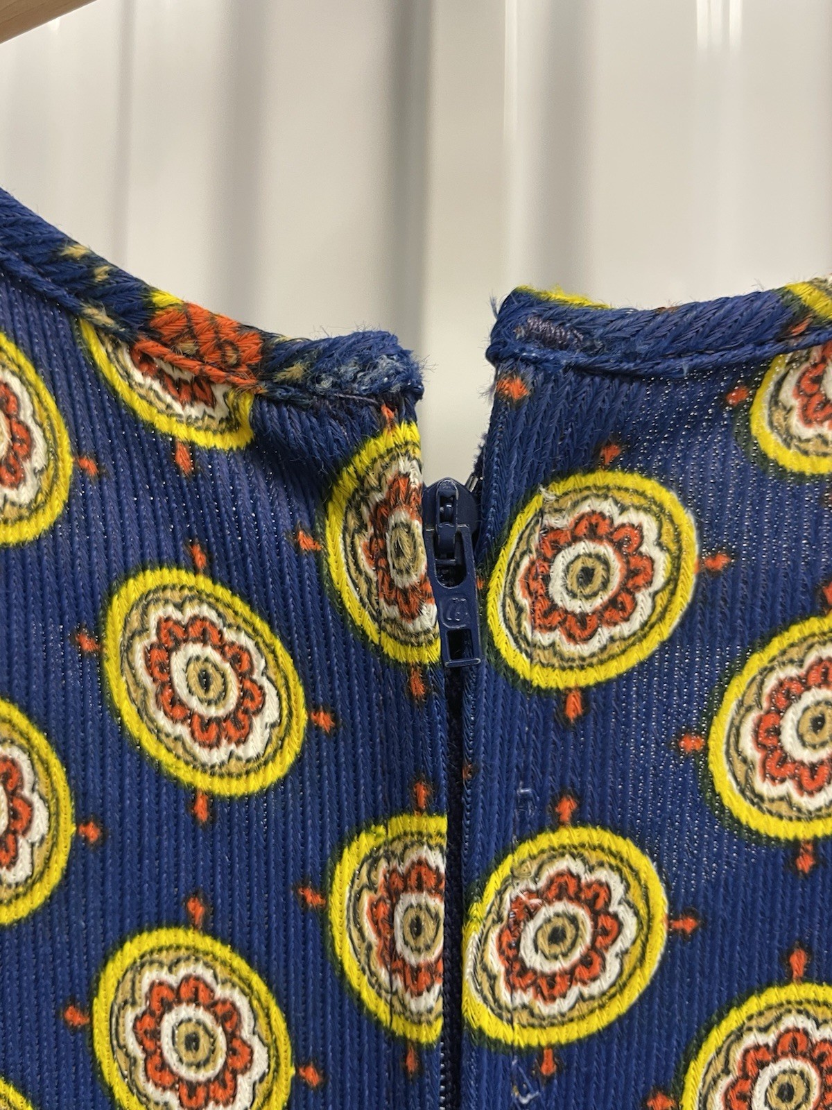 Vintage 70s Berkleigh Juniors Psychedelic Paisley Blue & Orange Jumpsuit Size S